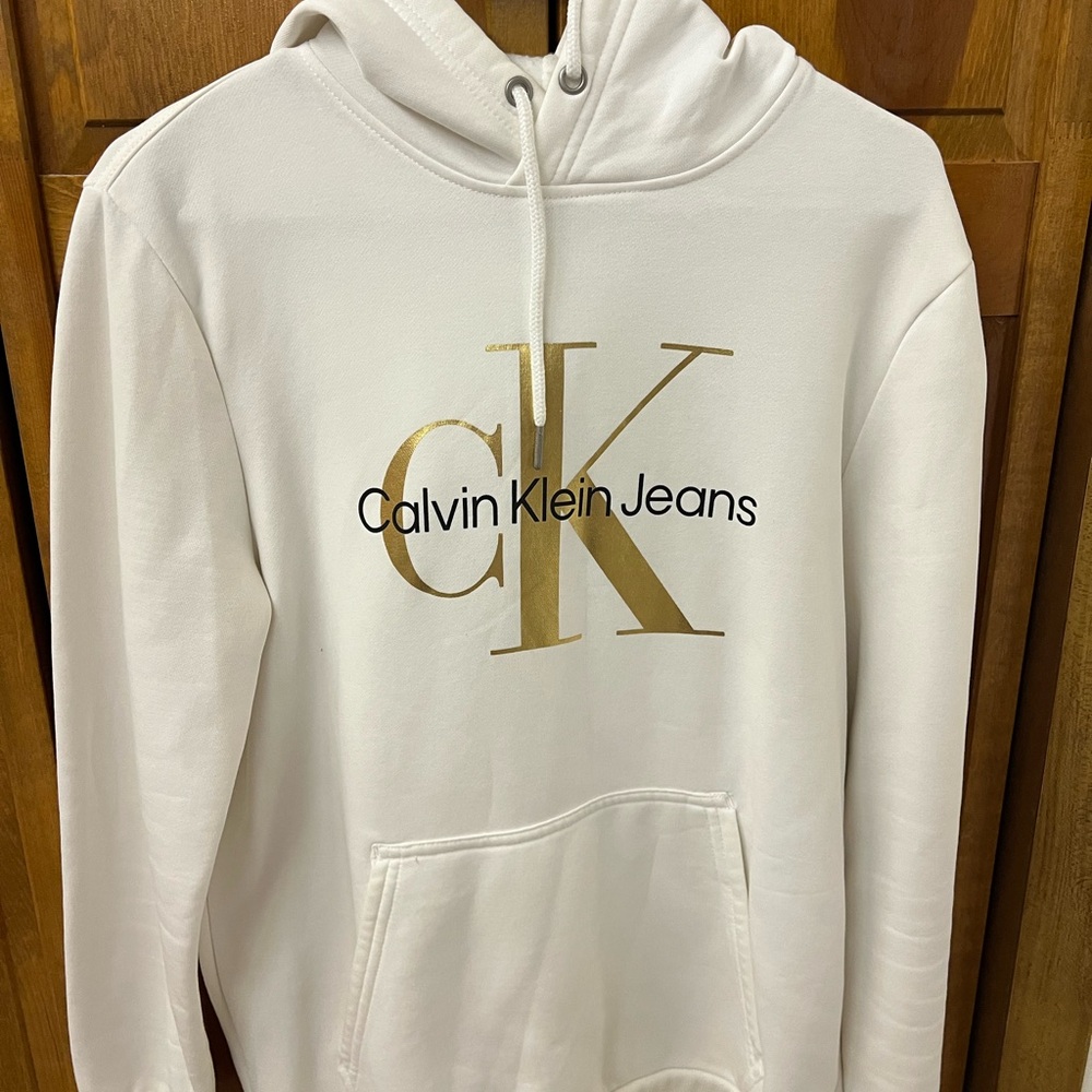 Calvin Klein White Fleece Hoodie